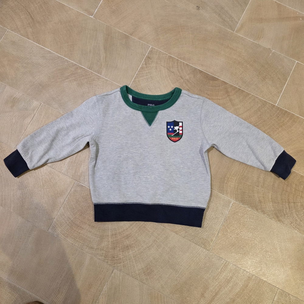 Polo by Ralph Lauren Gray Sweatshirt with Navy and Green Details
